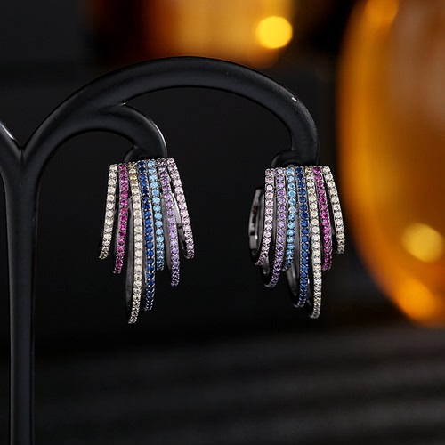Earrings women hollow out multi-layer personality zircon inlaid short Earrings Silver Needle Earrings women