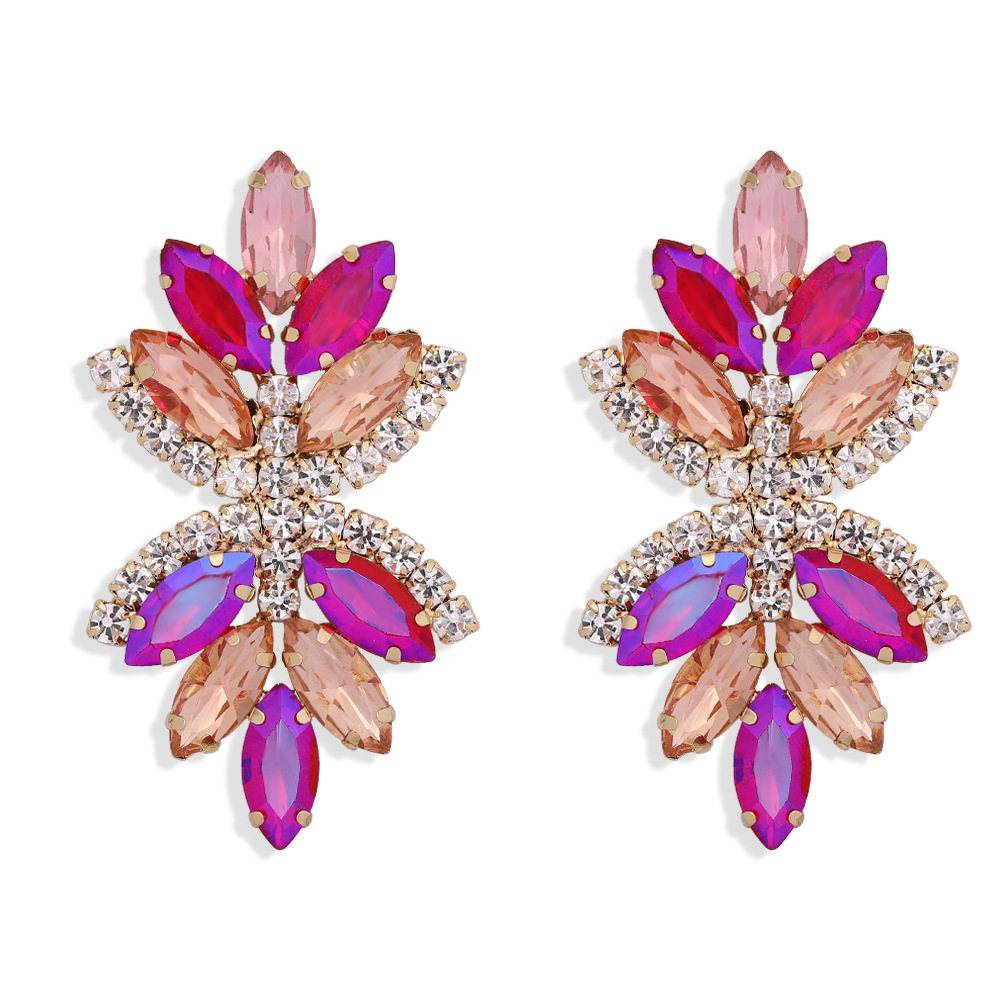 Fashion Multi-layer Alloy Diamond-studded Rhinestone Flower Women's Earrings display picture 3