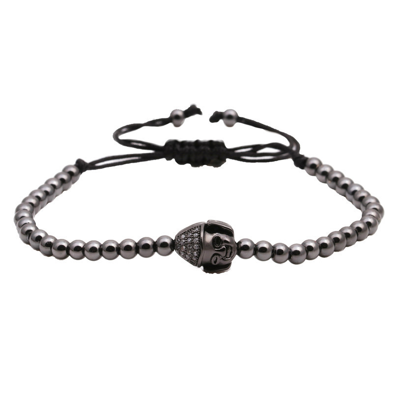 Explosive Kupfer Perlen Gewebtes Verstellbares Armband Diy Hand Gefertigtes Perlen-buddha-kopf Armband display picture 3