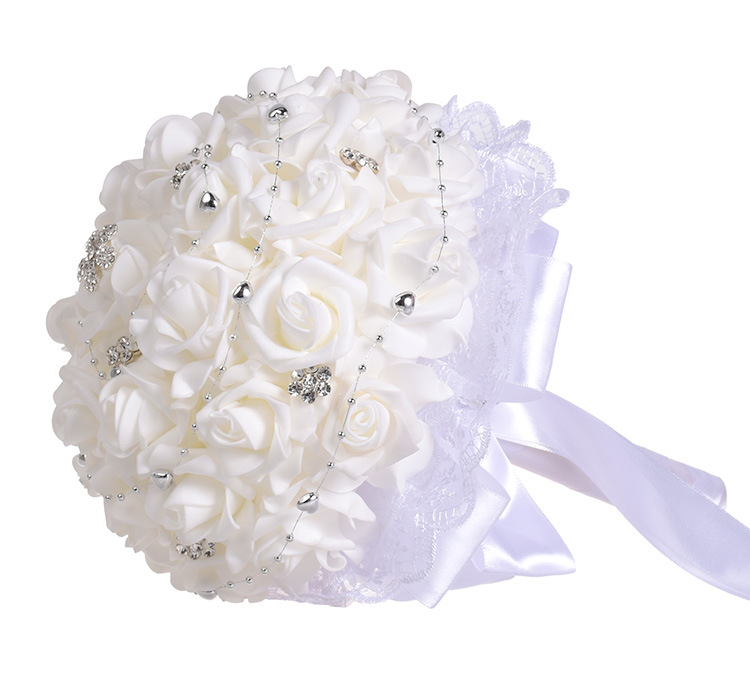 Wedding products: Western-style creative hand-held bouquets, white artificial roses, bride's wedding hand-held bouquets, wedding supplies detail image 11