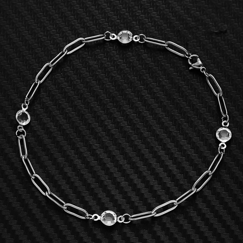 Plating, Inlay Design Hip-Hop, Simple Style Style Wholesale Hip-hop Simple Style Geometric Stainless Steel Gold Plated Artificial Crystal Bracelets
