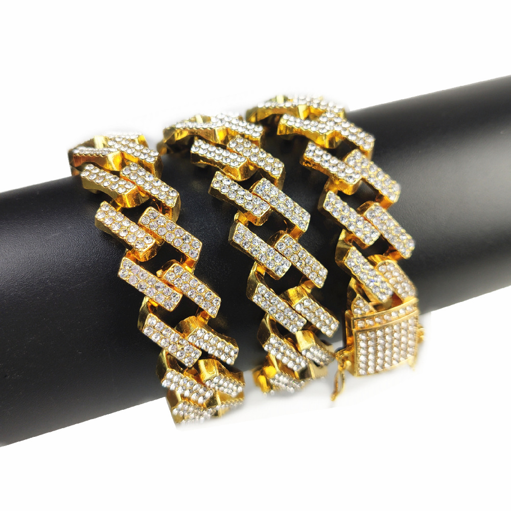 Bracciale cubano hip hop da uomo quadrilatero prismatico da 14 mm_voghion.com