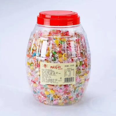 天凤桶装彩虹糖啫喱软糖多种口味混装小颗粒糖果一手货源整箱批发