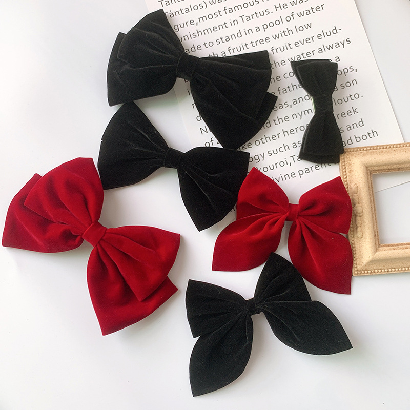 Bow Velvet Hairpin Side Clip Korean Hair Accessory Wholesale display picture 2