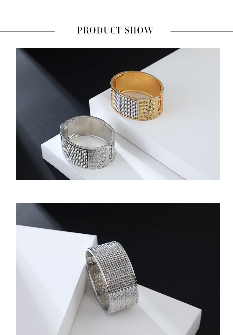 wide-brimmed diamond gold-plated bracelet