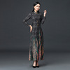Autumn and winter new pattern Suede have more cash than can be accounted for Long sleeve keep warm temperament cheongsam Dress