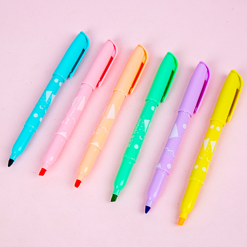 826 highlighter traje 1 Unidades 6 6 colores estudiante marcador pluma mano cuenta pluma papelería creativa tirón tapa color highlighter