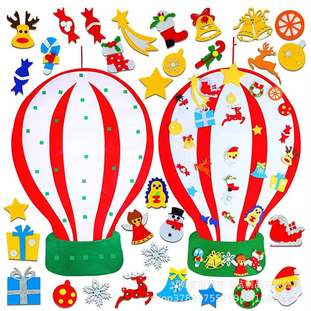 Globos Aerostáticos Navideños Nórdicos de Fieltro para Árbol de Navidad, Suministros para Fabricantes de Juguetes DIY, Globos Aerostáticos Navideños