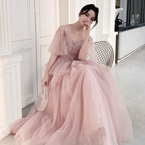 Evening Dresses cocktail party banquet dress vestido de banquete de cóctel Bridesmaid Dress Party Dress dream pink Bridesmaid Dress sling long evening dress