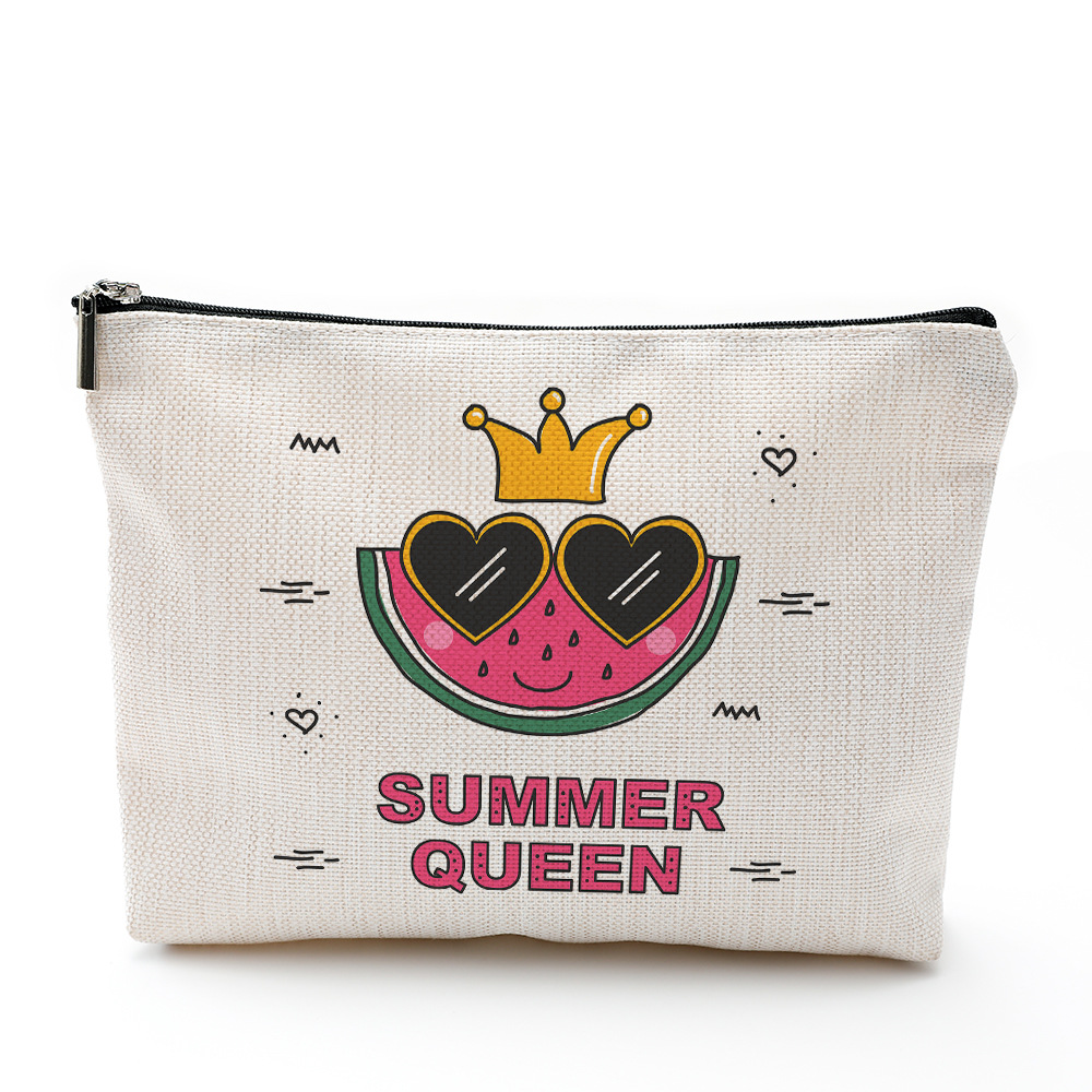 夏日化妆包防水棉麻拉链袋 化妆品饰品收纳袋 旅行洗漱用品收纳包