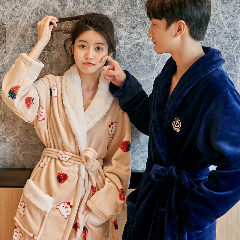 Princess Mia robe Flannel Autumn and winter lady lovers Bathrobe thickening (support OEM