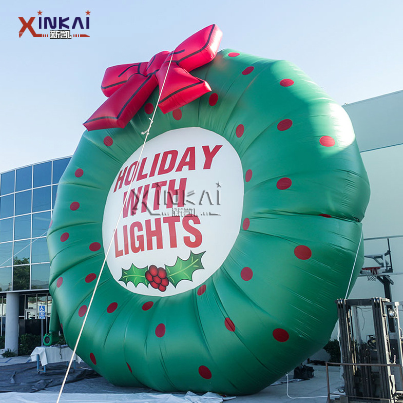 定制广告展览器材充气模型 充气圣诞徽章模型 圣诞节充气圆盘道具