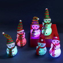 圣诞晚会娃娃圣诞玩具小夜灯摆件活动雪人七彩圣诞树雪人桌面发光