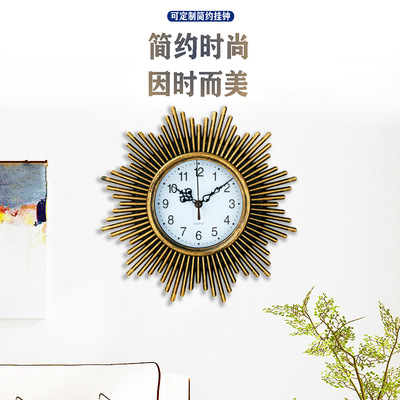 复古家居装饰品 仿古金仿古银太阳花挂钟|ms