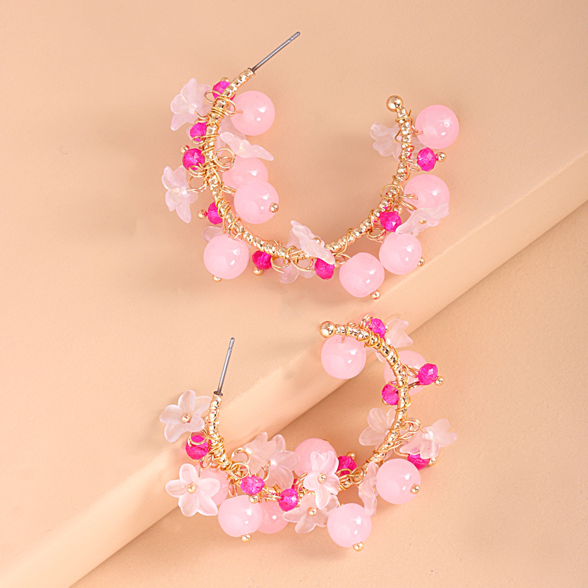 Flower C-shaped Earrings display picture 11