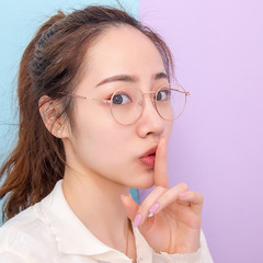 Internet celebrity metal retro flat glasses with color-changing myopia glasses for students, Korean version of myopia glasses for men and women, finished products with degrees