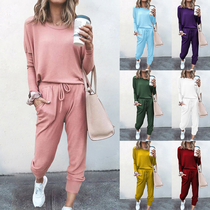 Autumn and Winter New Women's Clothing Loose Solid Color Long-sleeved Casual Suit