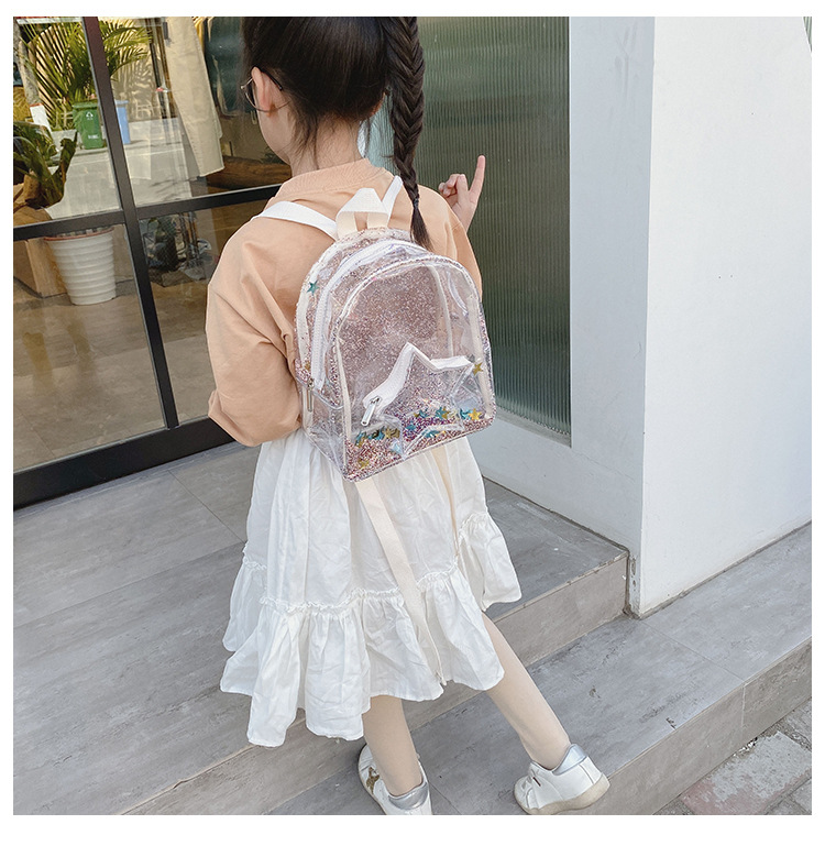 Girl's Medium All Seasons Pvc Star Fashion Transparent Square Zipper Fashion Backpack display picture 3