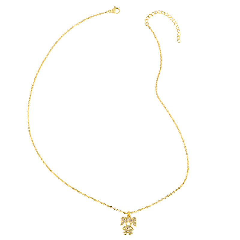 creative micro-inlaid zircon boy and girl pendant necklace wholesale