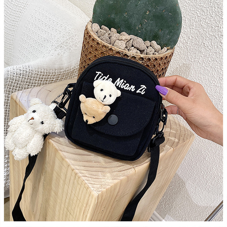 Korean version of Instagram, Japanese style Harajuku, cute and soft girl, with a unique vintage look, girl canvas single-shoulder small crossbody bag, female student undefined