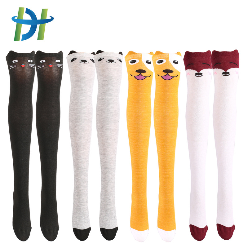 Spring and Autumn Japanese-Style Long Socks with Cute Animal Cartoon Designs, Women's Over-The-Knee Leggings, Direct Sale from Manufacturer, Breathable