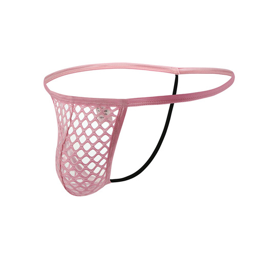 Manufacturer wholesale butt exposed men's underwear large mesh sexy thin belt pants U convex fishnet low waist singlet pants Amazon
