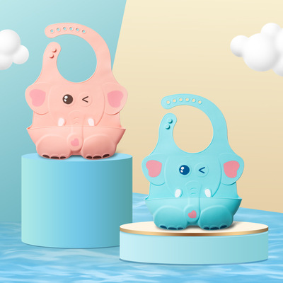 寶寶吃飯圍兜防水圍嘴大象兒童矽膠超軟食飯兜嬰兒口水兜小孩防髒