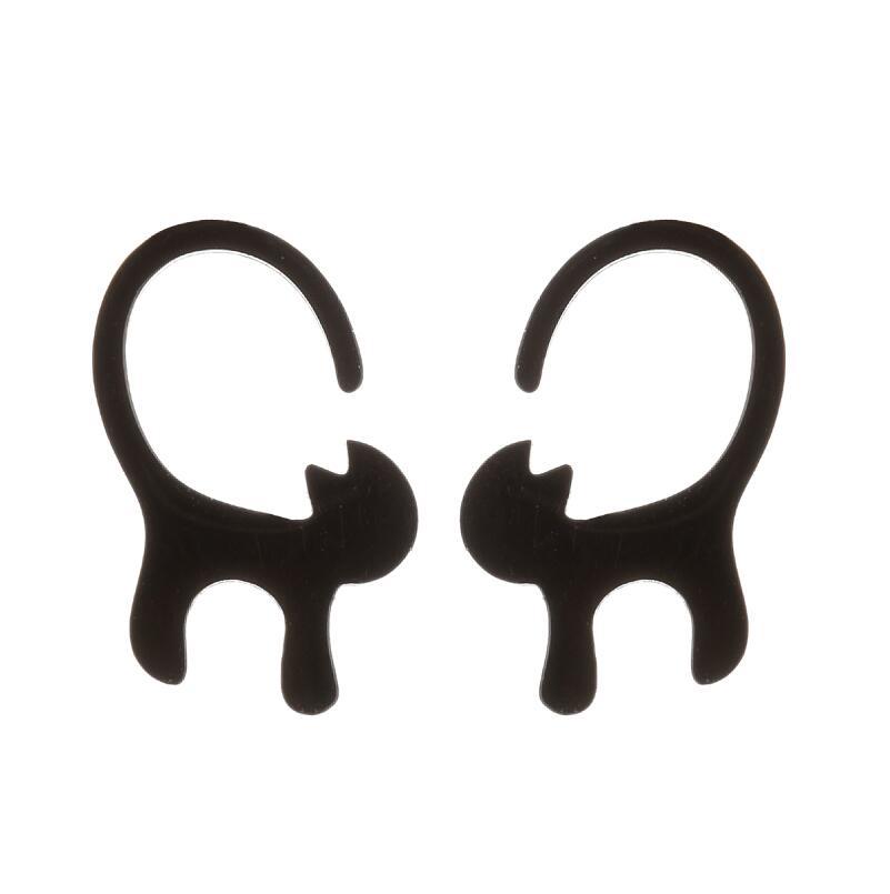 316 Stainless Steel Ear Needle Material 18K Gold, Real Gold Plated Plating Material PVD Coated 18K Gold Real Gold Plated Cat 304 Stainless Steel Cute Waterproof Non Tarnish Ear Studs
