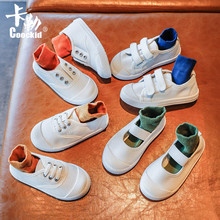 韩国女童方口帆布鞋2020宝宝学步鞋幼儿园六一小白鞋舞蹈鞋体操鞋