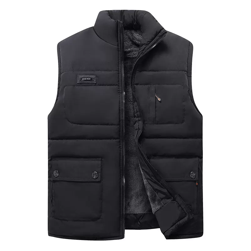 爸爸秋冬装马夹加绒加厚保暖棉背心中年男士坎肩中老年人男装马甲