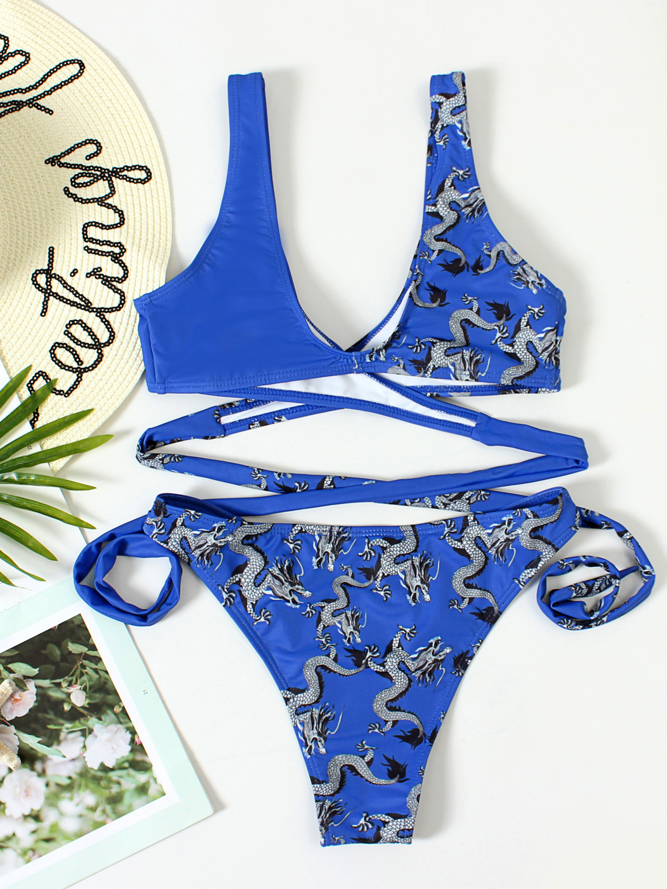 Printing Bikini Split 2 Piece Set Swimsuit NSCMB98662