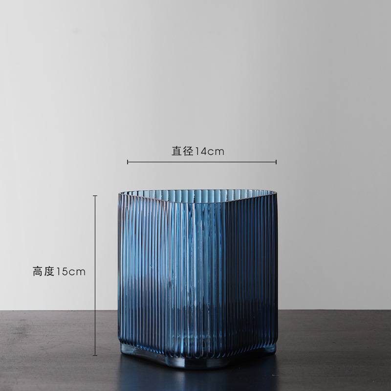 Nordic Light Luxury Creative Vertical Glass Vase Decoration Living Room Flower Arrangement Hydroponic Flower Device Dining Table Home Decoration