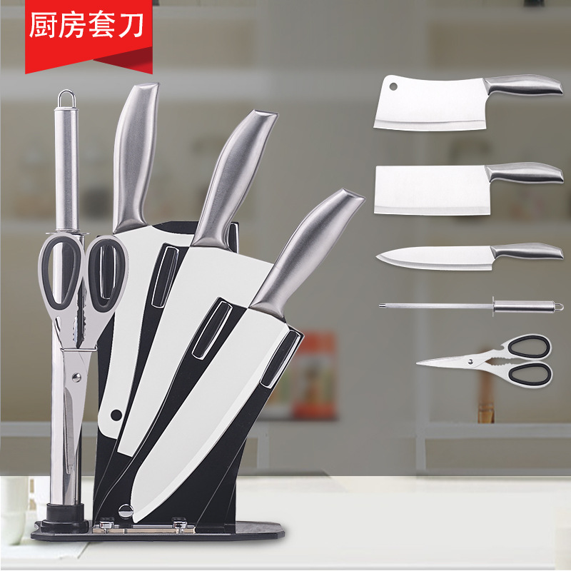 Steel Knife sets Acrylic Tool carrier Six piece set business affairs gift kitchen knife Chop bone knife Chef Knife kitchen tool