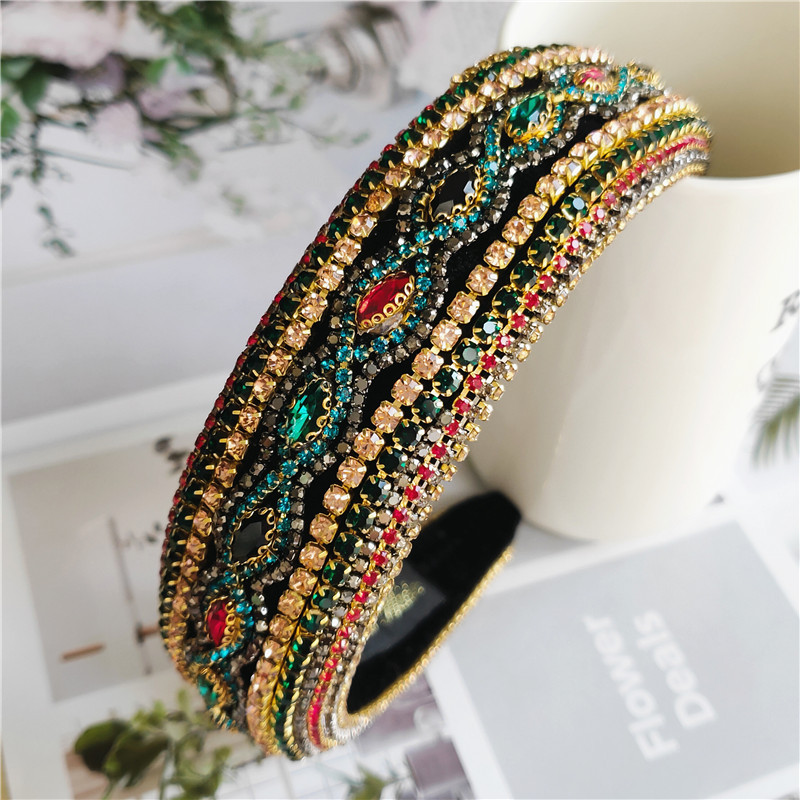 Exaggerated Alloy Diamond-set Wide-brimmed Headband Bohemian Headband Head Jewelry Wholesale Nihaojewelry display picture 9