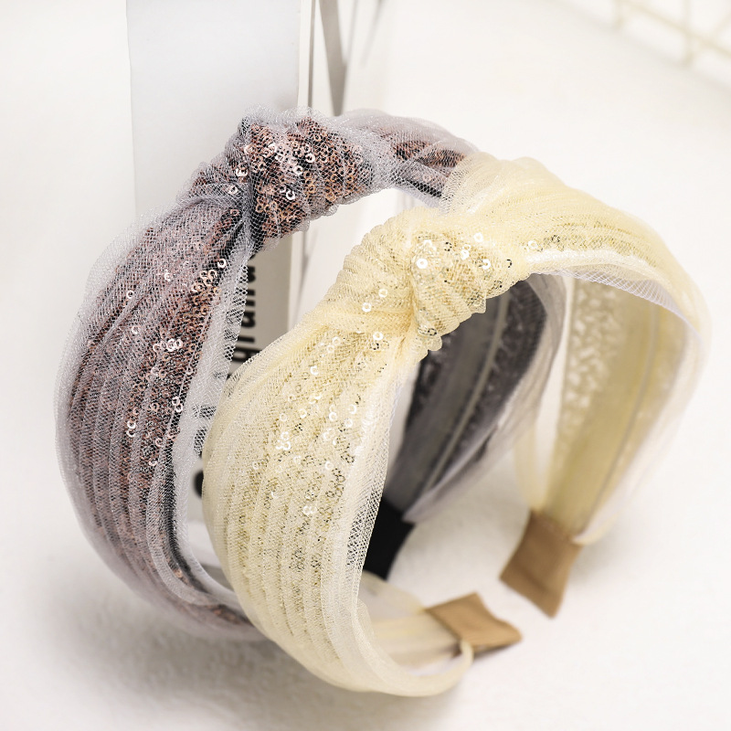 Spring New Mesh Yarn Headband Lace Sequin Cheap Hairband Wholesale display picture 3