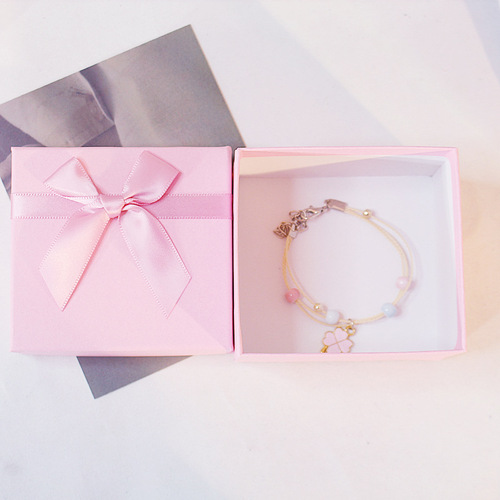 Pink gift box rectangular creative watch box gift box bow cosmetics lipstick packaging box