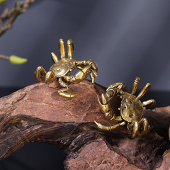 Pure copper solid crab tea set handle, rice-attraction wealth charm, vintage brass crab tea accessory, lid rest, pot stand, and decorative piece