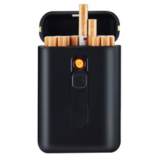 情侣更换电热丝款男士20支磁力塑料充电烟盒打火机DH9008个性批发