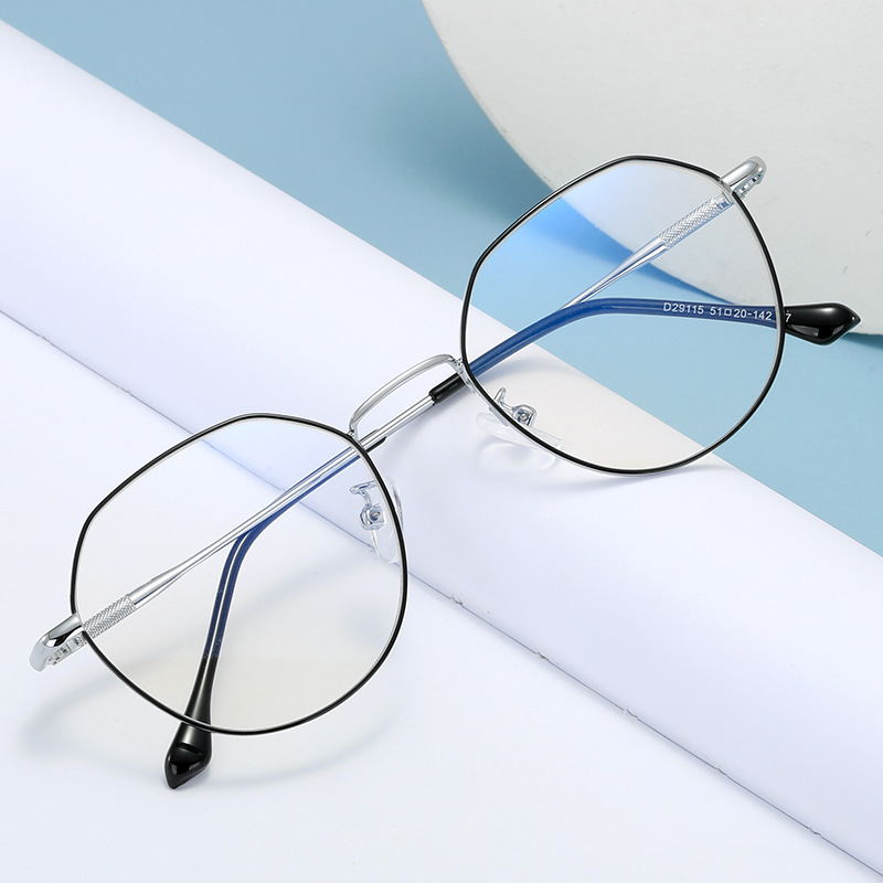 Artistic retro unisex metal frame ultra light fashion student business flat mirror can be equipped with myopia D29115