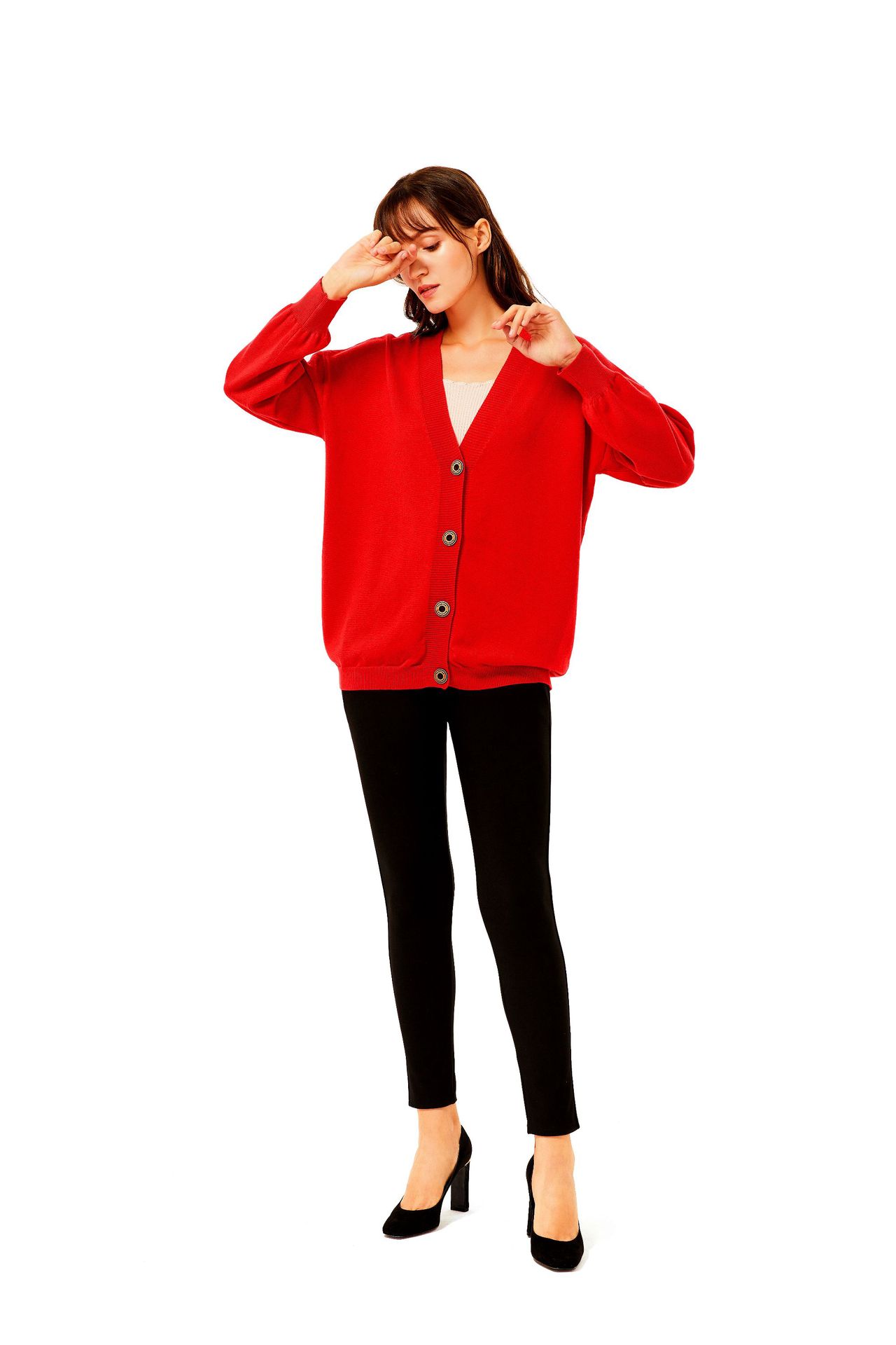 GraceChic Damenpullover Herbst/Winter 2020, lockerer, lässiger Strickpullover mit V-Ausschnitt und langen Ärmeln, Übergröße, auf Lager_voghion.com