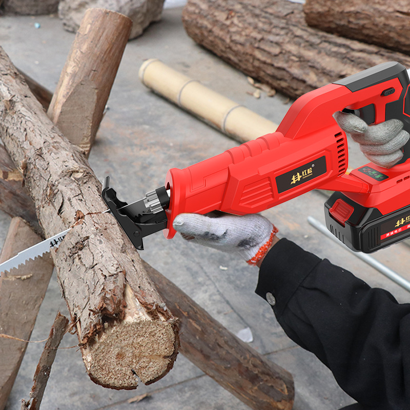 红松无刷大功率电锯充电式往复锯锂电马刀锯家用手提电动伐木