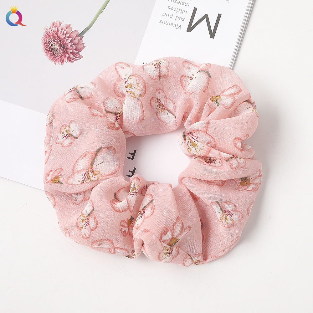 New Fashion Printed Chiffon Hair Ring Fabric Cheap Sweet Hair Ring Wholesale display picture 1