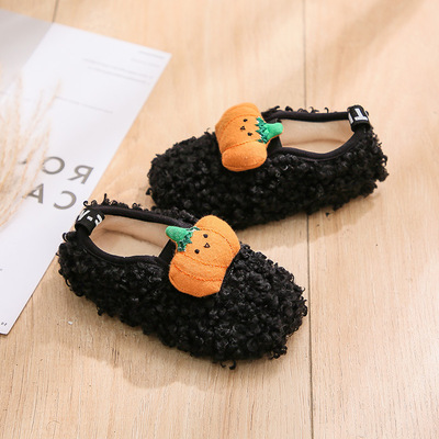 2020 Autumn and winter new pattern Pumpkin soft sole Lambswool Cotton-padded shoes leisure time children's shoes comfortable Children&#39;s shoes Plush
