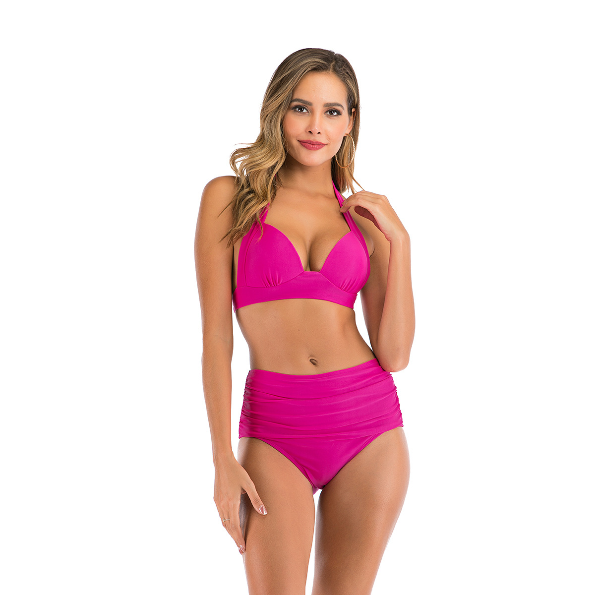 plus size high waist split swimsuit  NSHL42894