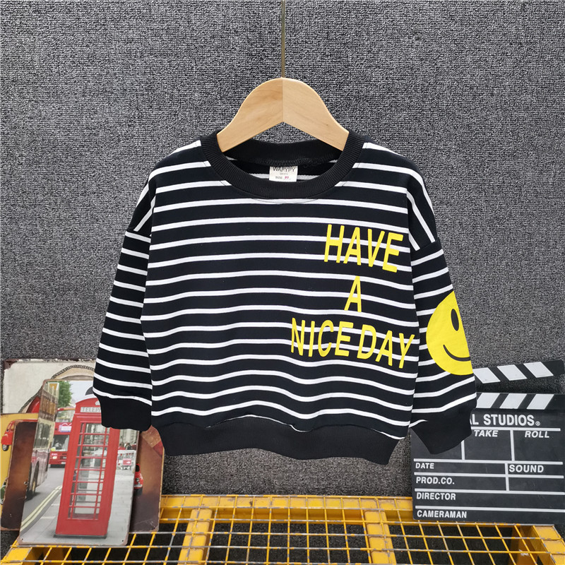 Children'S Letter Stripe T-Shirt New Baby Foreign Style Top Fashion For Boys And Girls