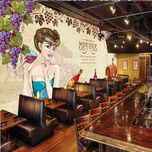 個性創意紅酒葡萄美酒咖啡廳西餐廳酒店酒庄背景牆紙壁紙制壁畫