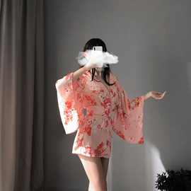 厂家直销情趣内衣女新款日式印花和服激情套装衣浴袍性感透视诱惑