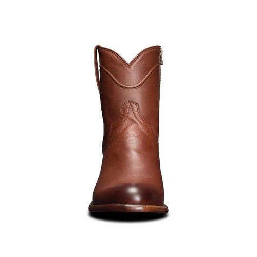 Factory direct sales flat wedge heel pointed round toe embroidered retro mid-calf men's versatile casual boots