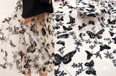 three-dimensional Jacobs Embroidery Fabric Lace lace Multicolor Butterfly net Dress full dress cloth goods in stock