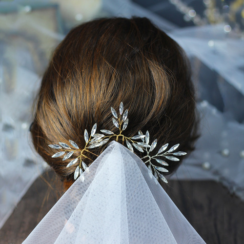 HP027 new bridal headwear, exquisite rhinestone hair fork, Korean sweet and simple bridal hair accessories, photo studio photo